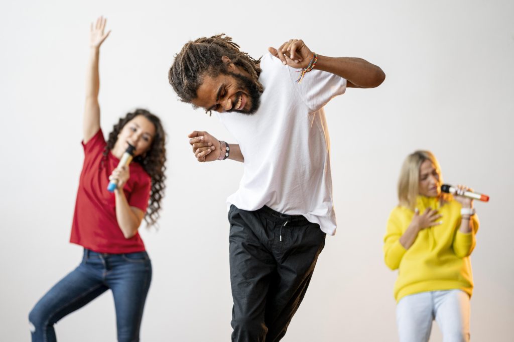 A man dances to a song