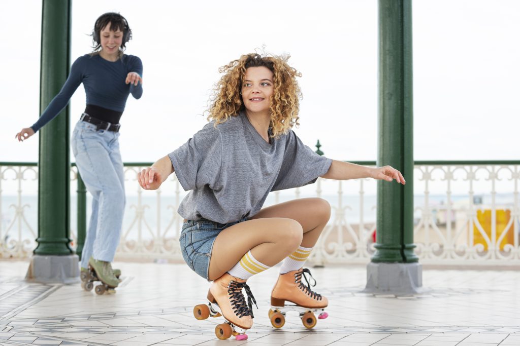 Pair inline skating